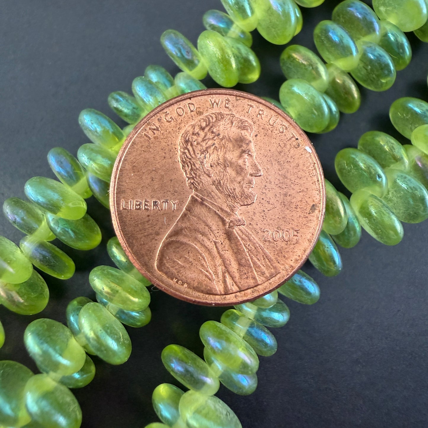 Peridot AB Lentil Bead, 6mm, 96 Beads
