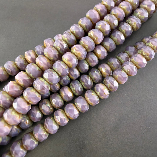 Lavender Travertine Faceted Rondell 3mm x 5mm