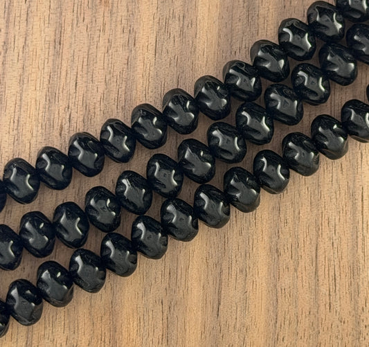 Jet Twisted Rondell 6mm x 8mm