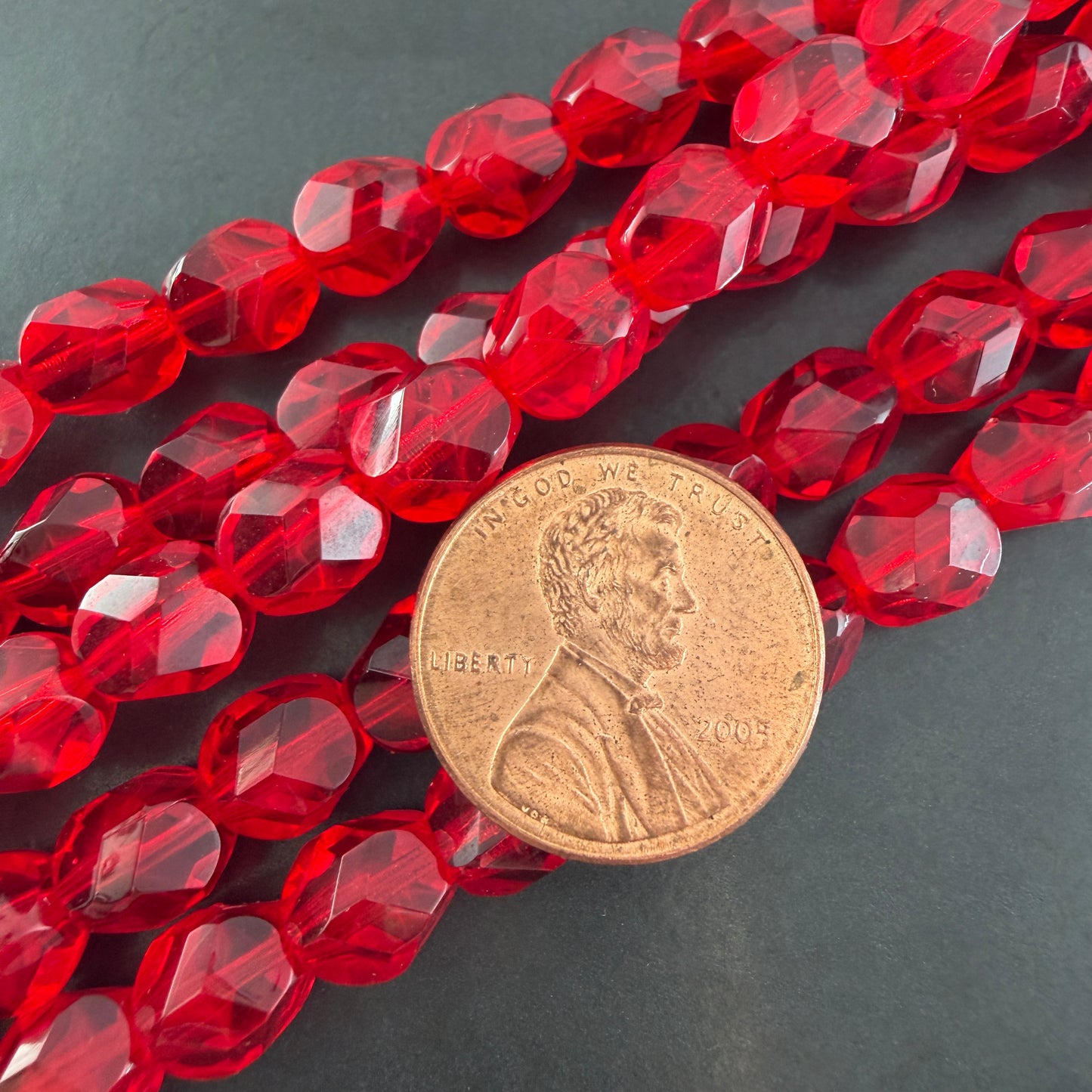 Transparent Siam Red Faceted 8mm Bead