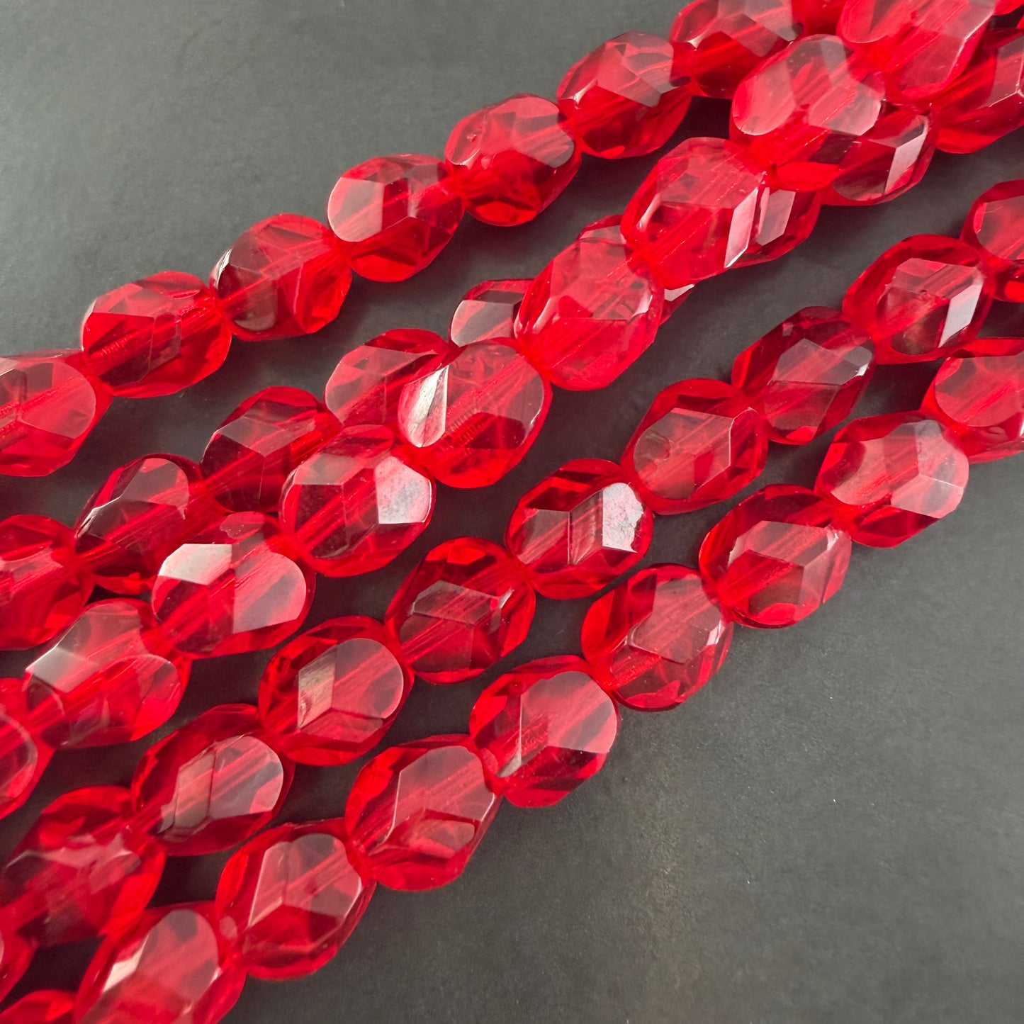 Transparent Siam Red Faceted 8mm Bead