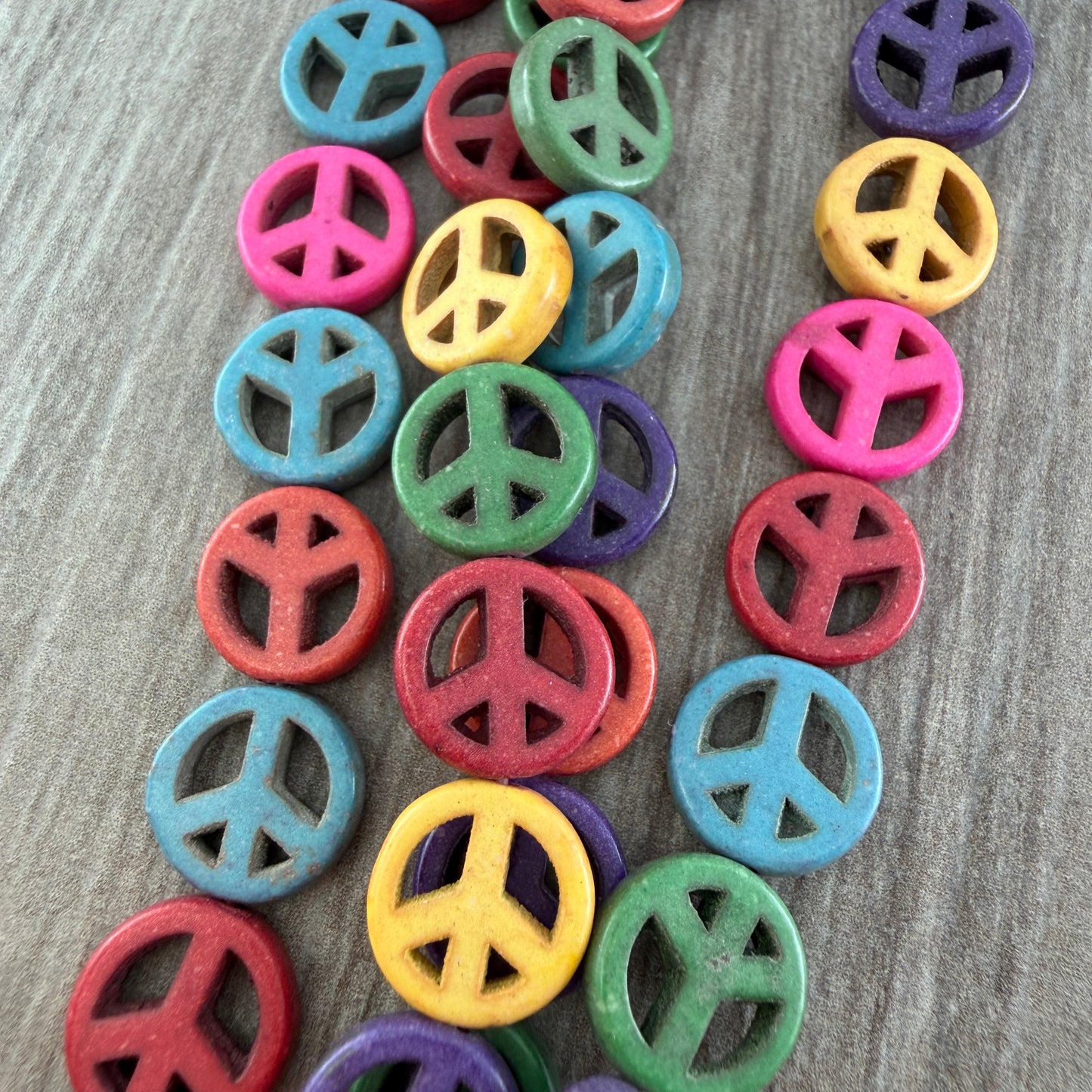 Magnesite Peace Sign Bead, Mixed Colors