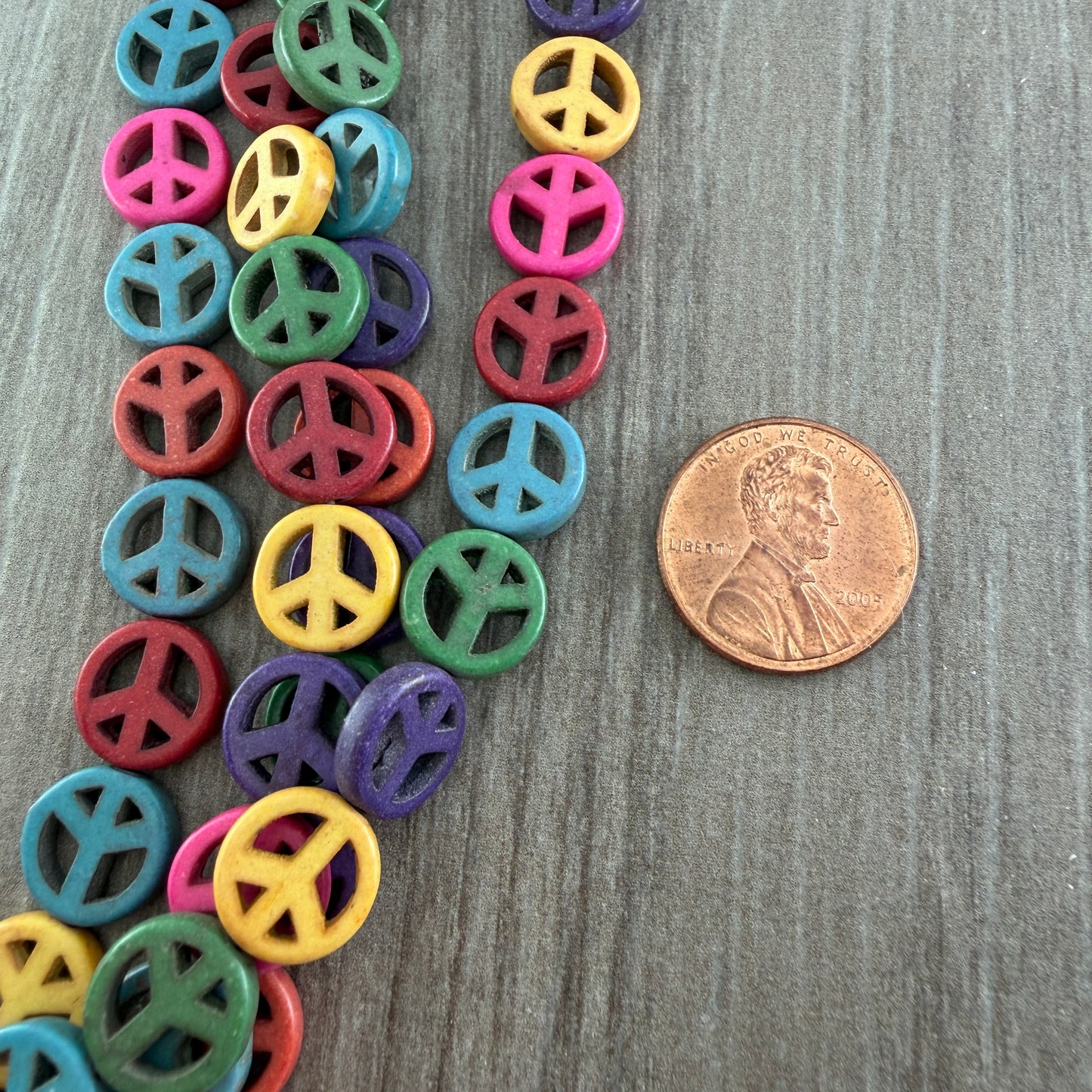 Magnesite Peace Sign Bead, Mixed Colors