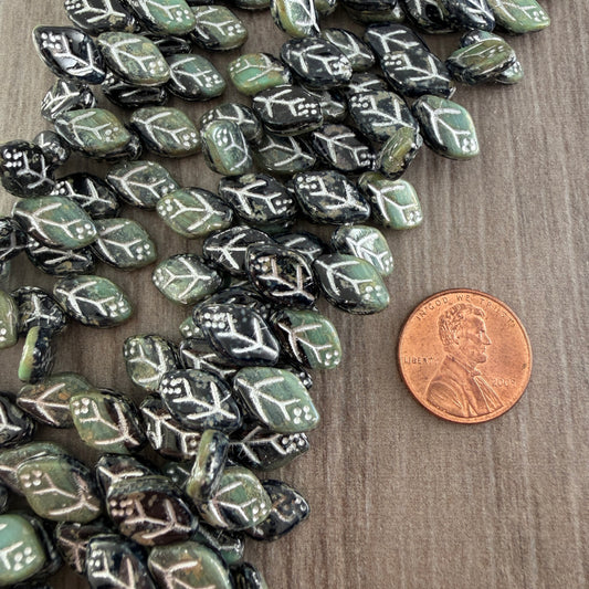 Leaves - Sage/Black w/Silver