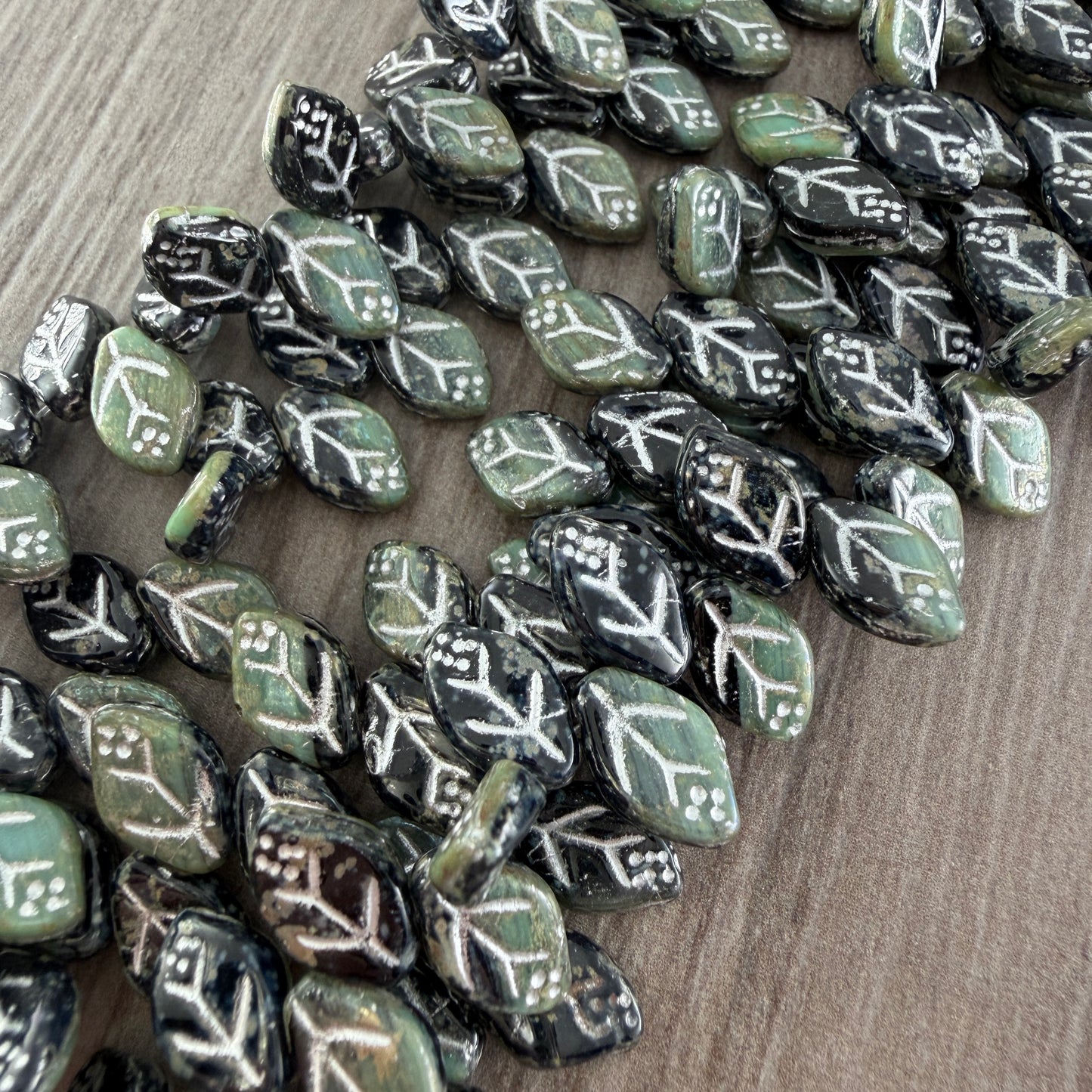 Leaves - Sage/Black w/Silver