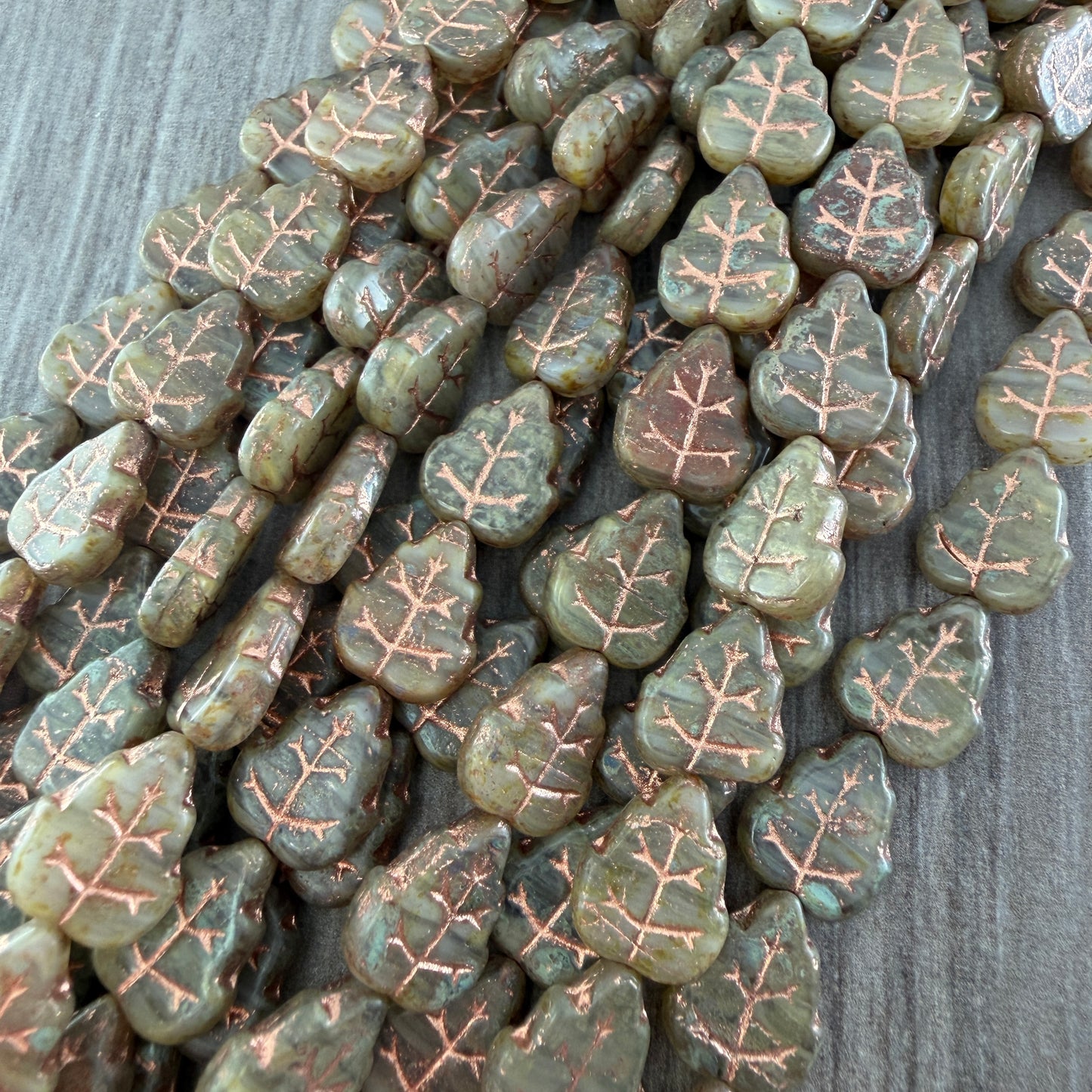 Pale Moss Green Copper Wash Leaf