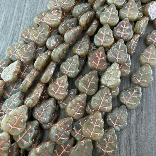 Pale Moss Green Copper Wash Leaf