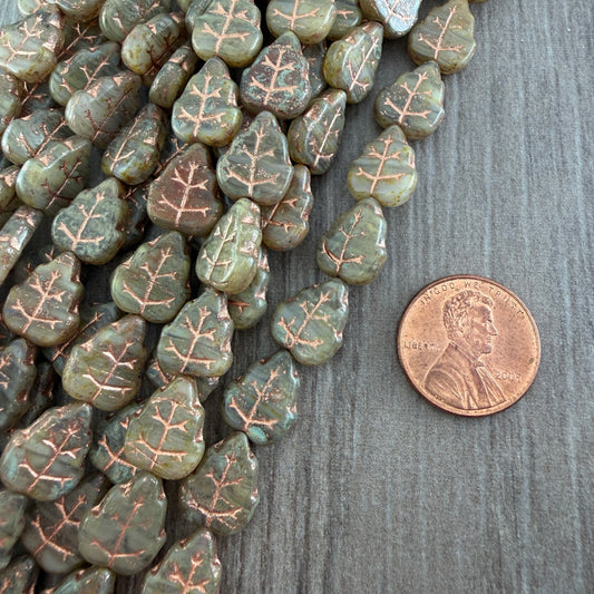 Pale Moss Green Copper Wash Leaf