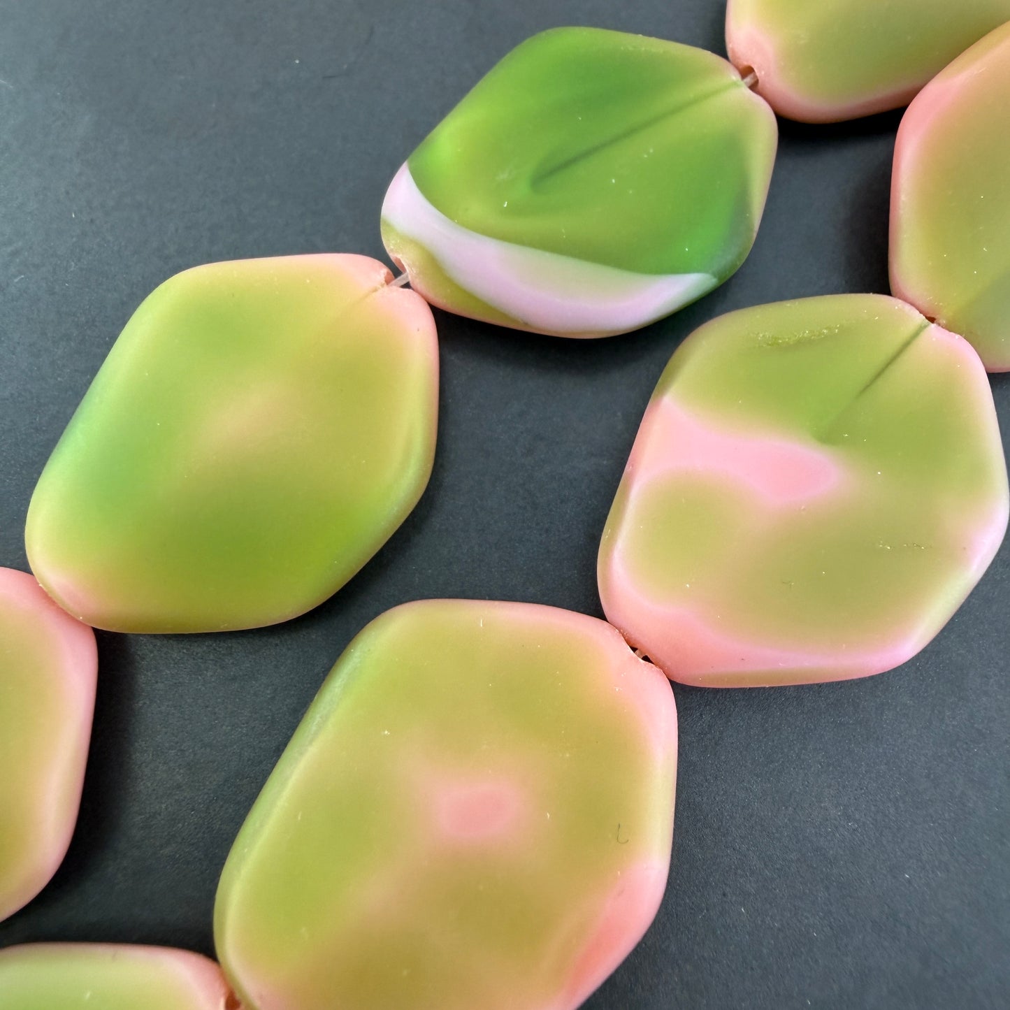 Large Pink/Green Irregular Flat Diamond