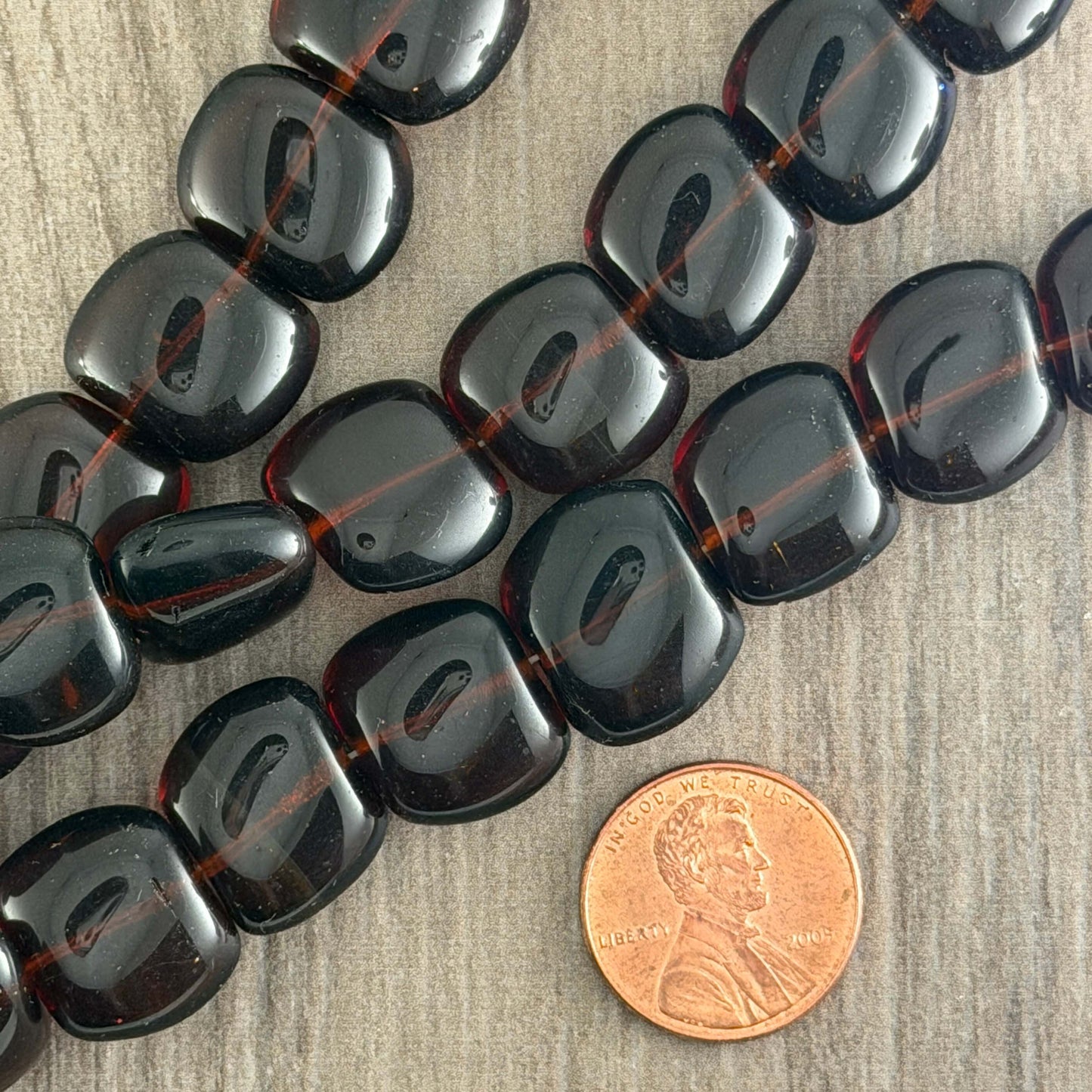 Transparent Large Brown Pillow Bead