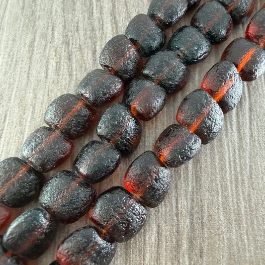 Transparent Brown Lava Rock Pillow Bead