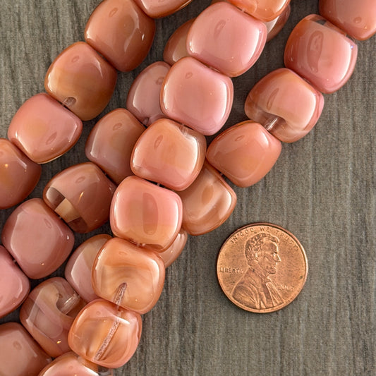 Large Salmon Pink Pillow Bead