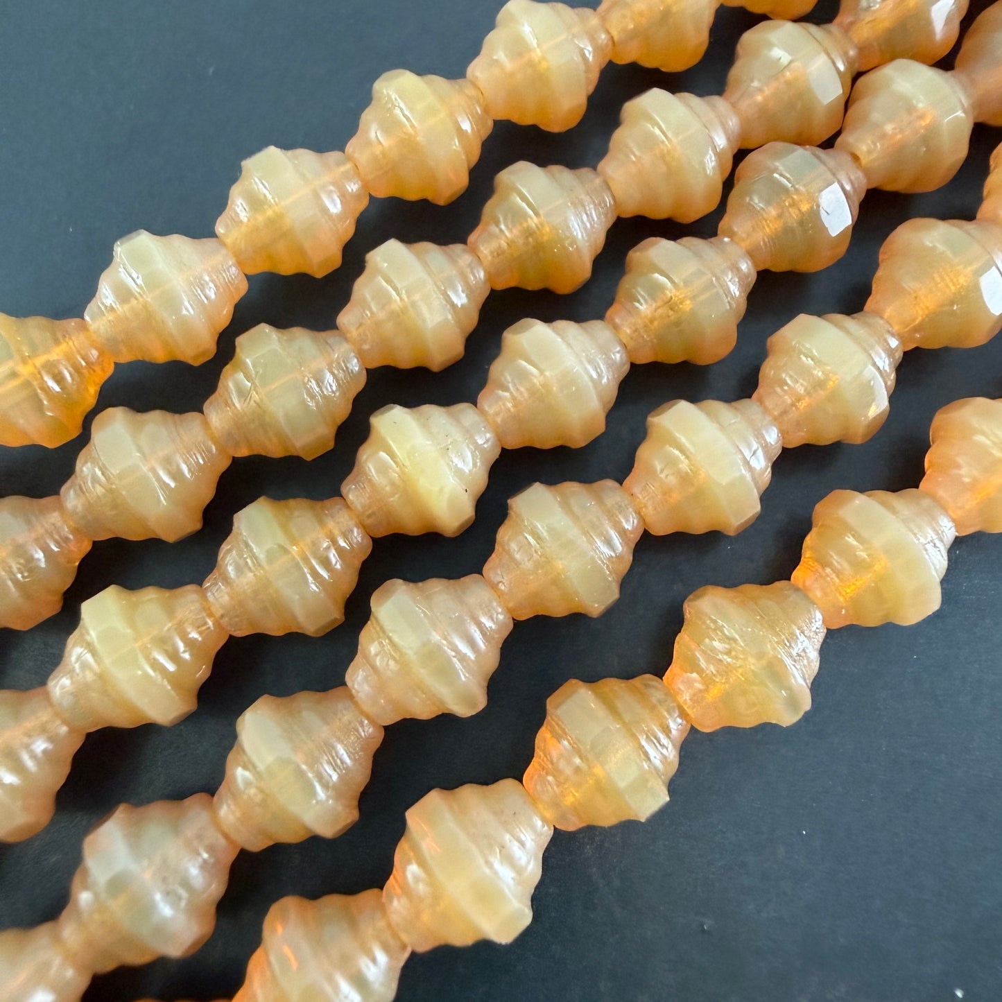 Butterscotch Opal Ribbed Bicone 7mm x 8mm