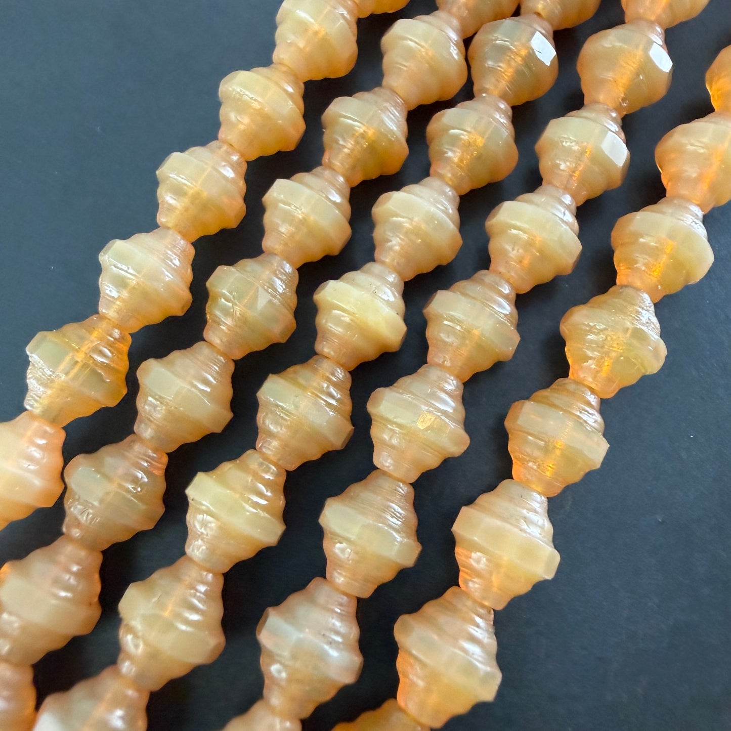 Butterscotch Opal Ribbed Bicone 7mm x 8mm