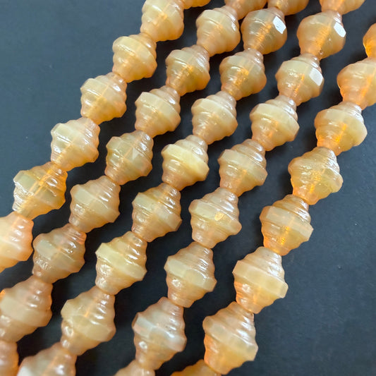 Butterscotch Opal Ribbed Bicone 7mm x 8mm