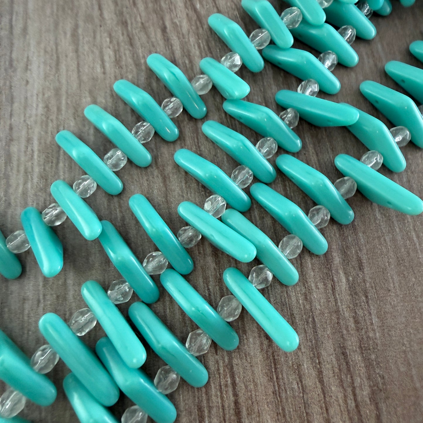 Turquoise Two Hole Triangle 6mm x 18mm