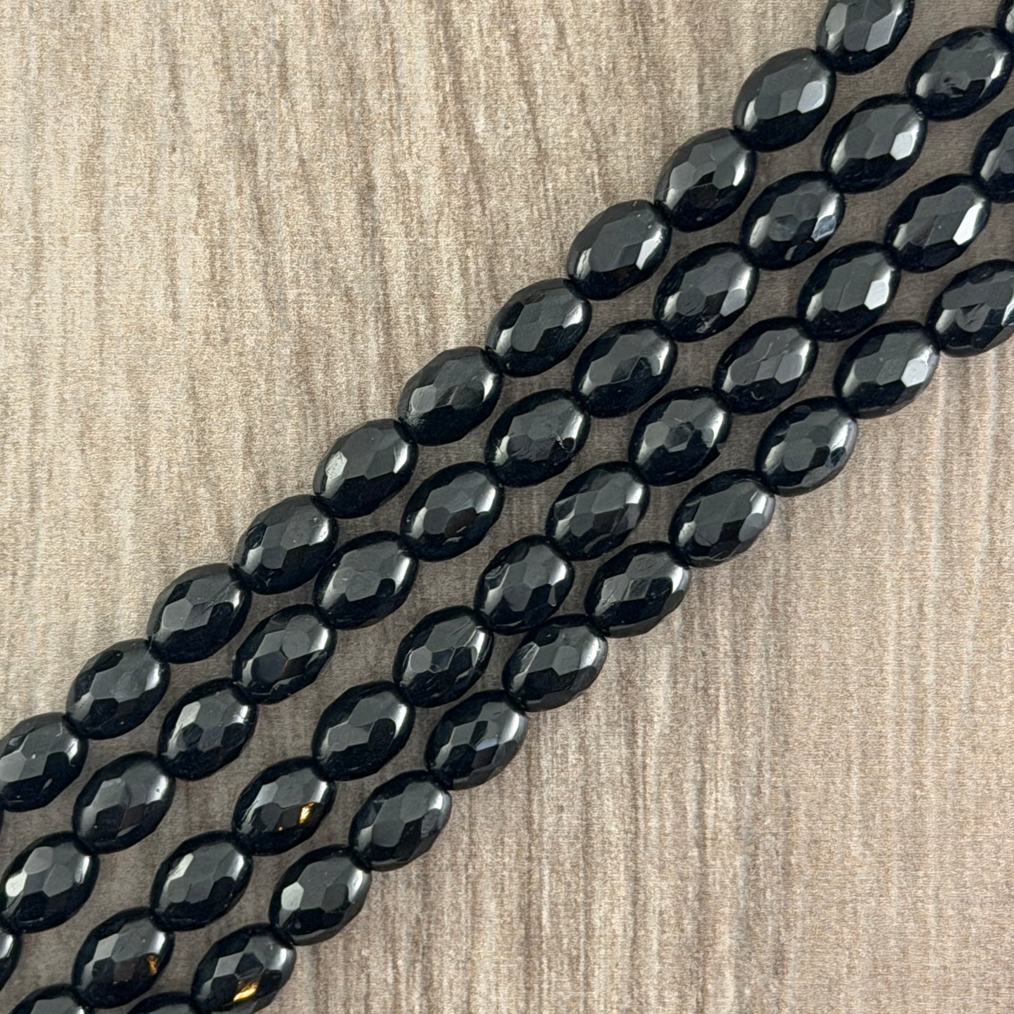 Jet Faceted Oval 8mm x 6mm