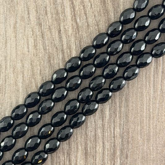 Jet Faceted Oval 8mm x 6mm