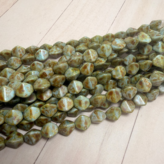 Seafoam Green Picasso 7mm x 8mm Bicone