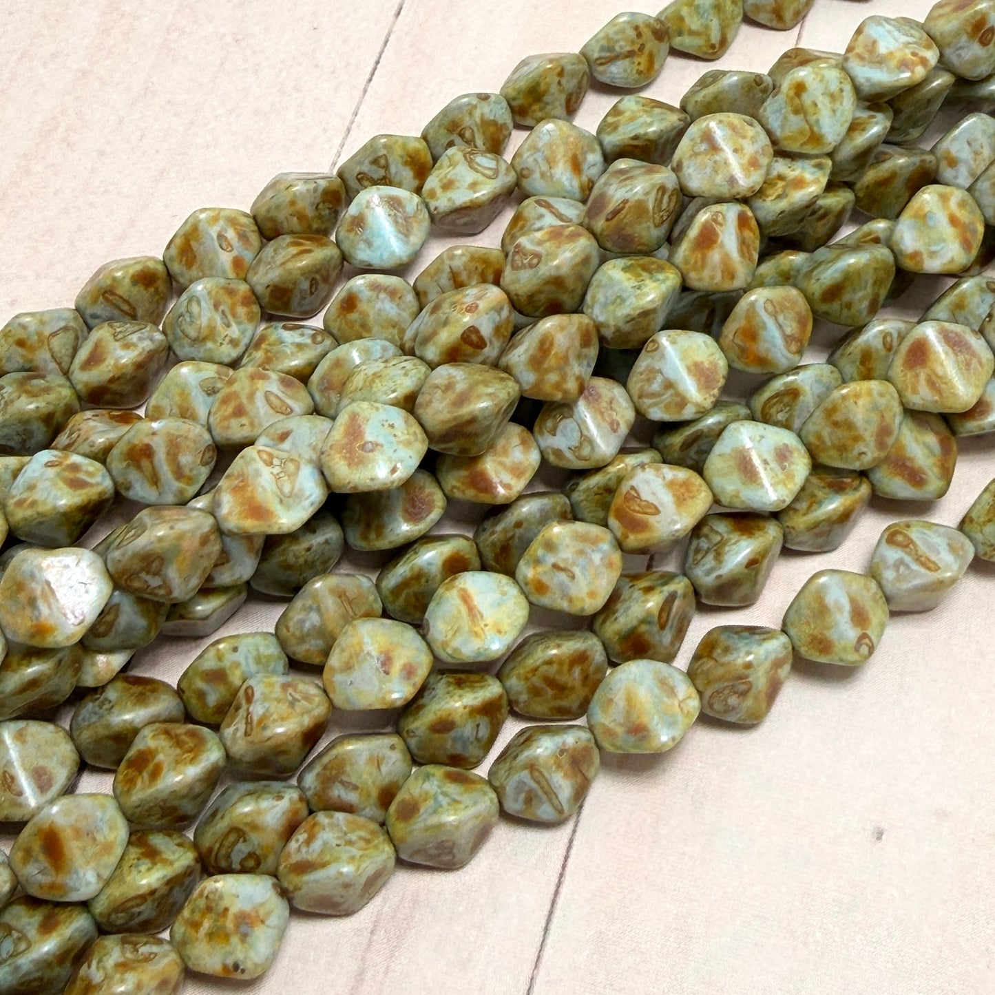 Seafoam Green Picasso 7mm x 8mm Bicone