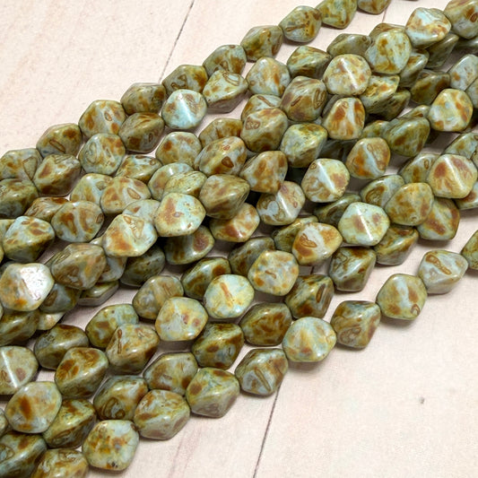 Seafoam Green Picasso 7mm x 8mm Bicone