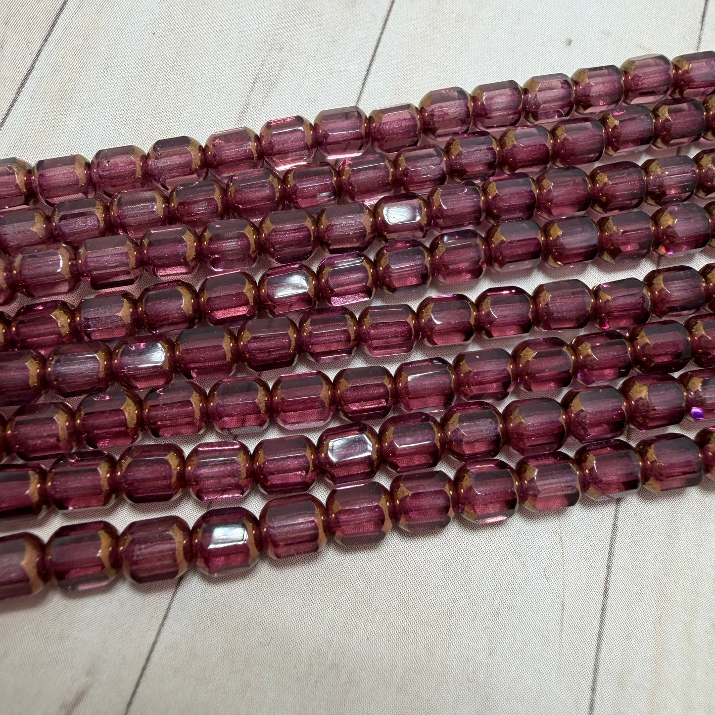 Transprent Amethyst Cathedral Cut Bead with Copper Ends