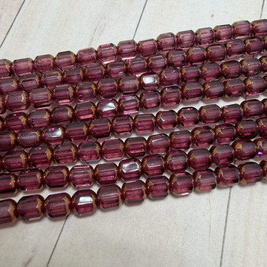 Transprent Amethyst Cathedral Cut Bead with Copper Ends