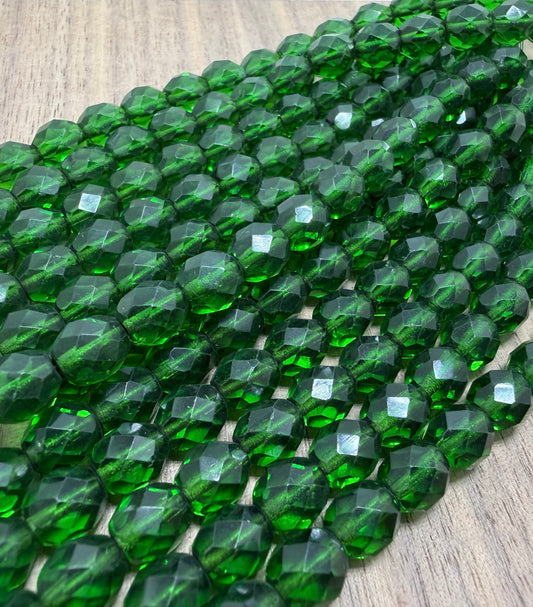 8mm Transparent Emerald Green Fire Polish