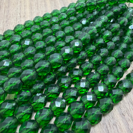 8mm Transparent Emerald Green Fire Polish