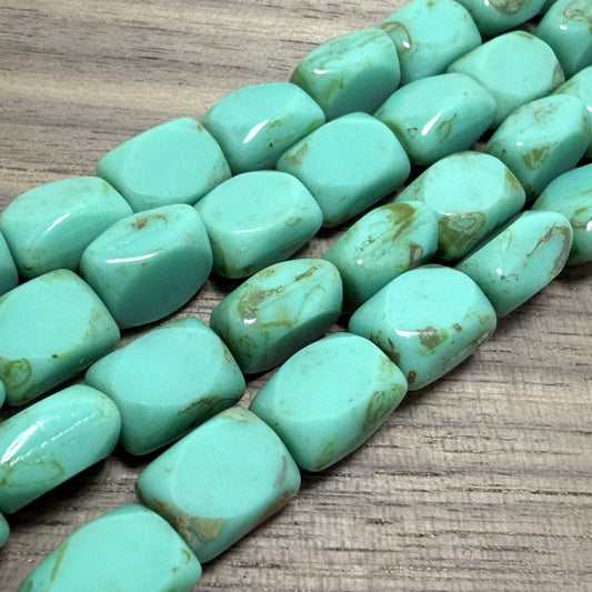 Turquoise Travertine Table Cut Rectangle 10mm x 7mm