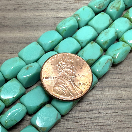 Turquoise Travertine Table Cut Rectangle 10mm x 7mm