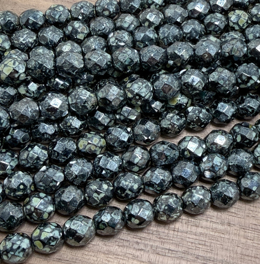 8mm Jet Luster Picasso Fire Polish