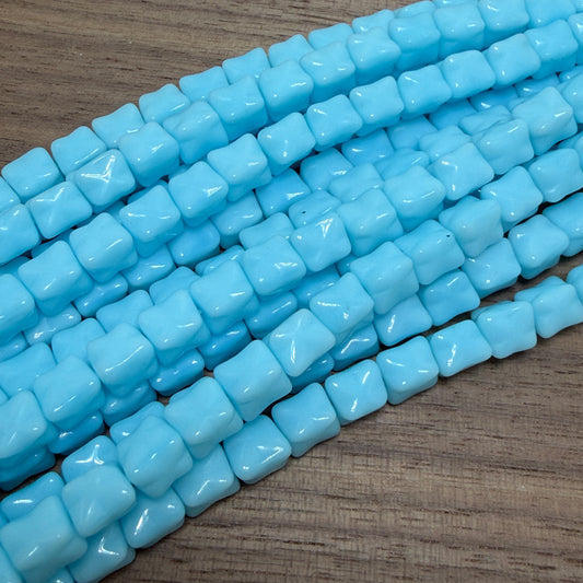 Light Blue Rectangle with Pinched Sides, 6mm x 5mm, 32 Beads