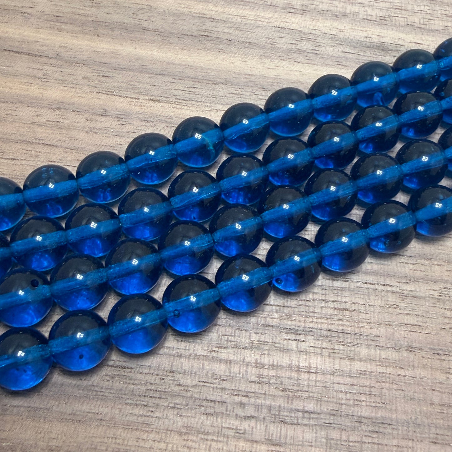 Transparent Blue Druk, 8mm, 25 Beads