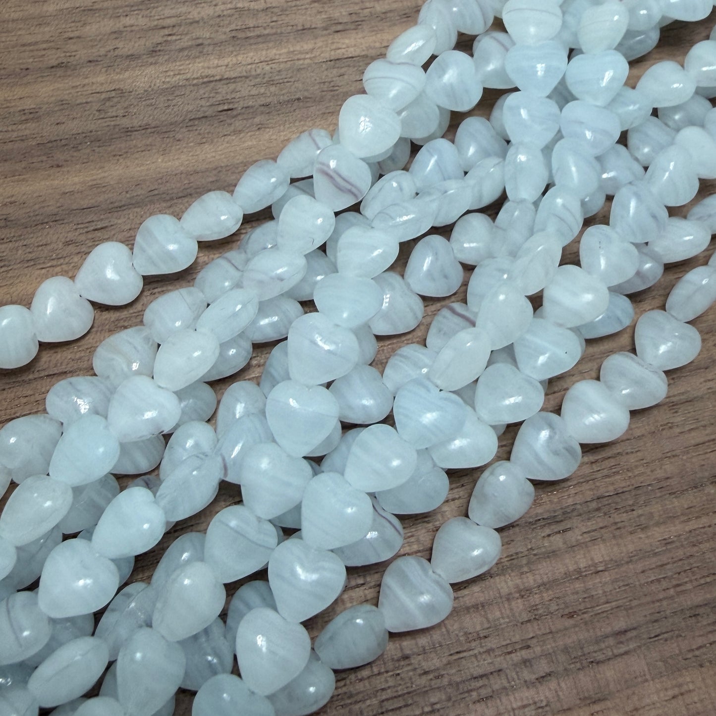 Light Blue Heart, 6mm, 34 Beads