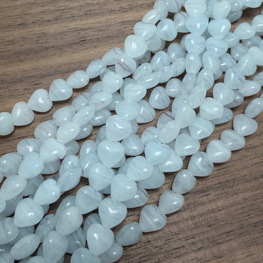 Light Blue Heart, 6mm, 34 Beads