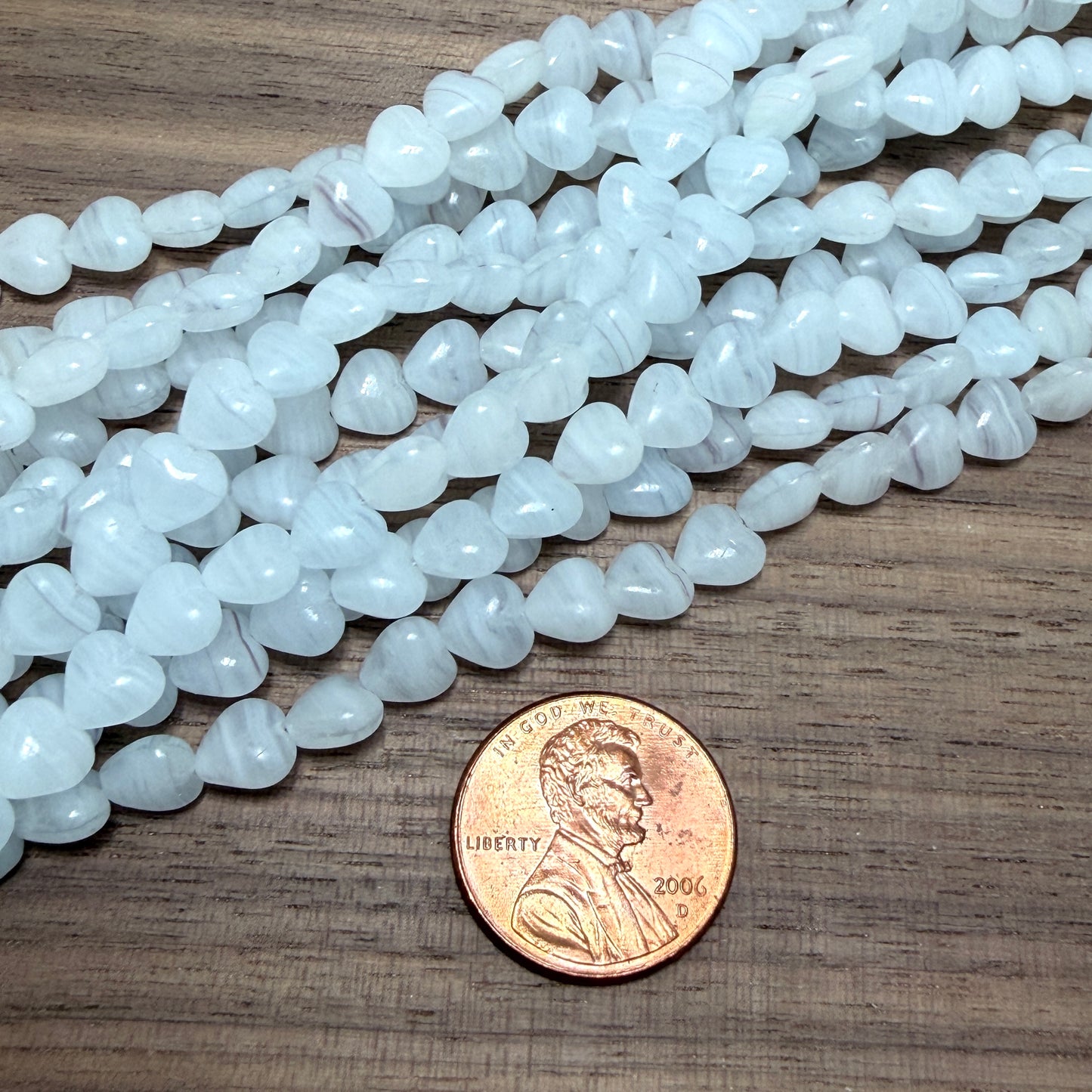 Light Blue Heart, 6mm, 34 Beads