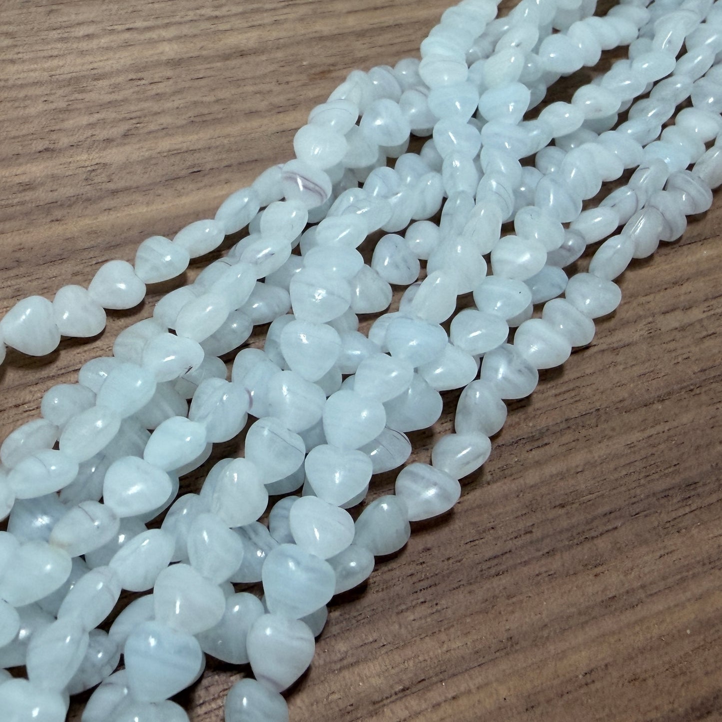 Light Blue Heart, 6mm, 34 Beads