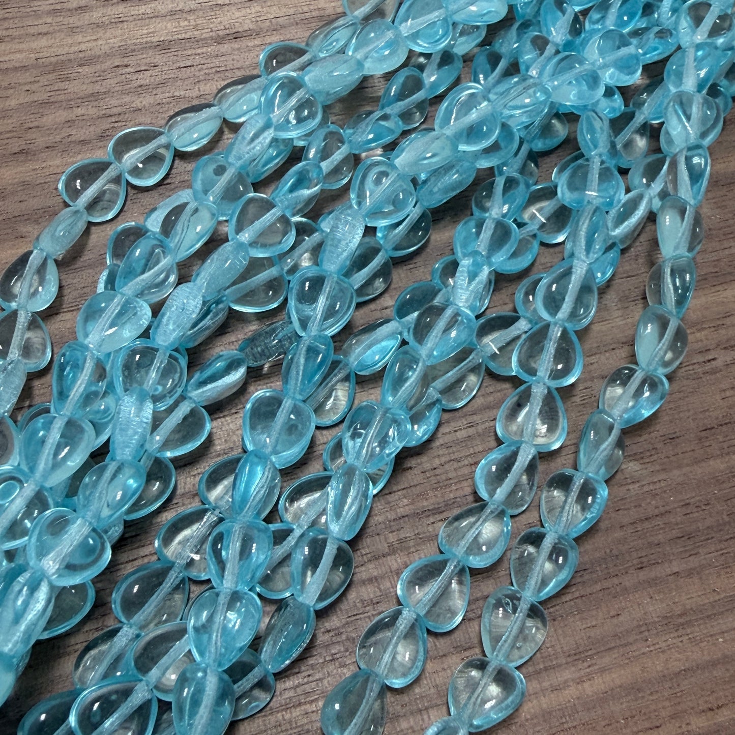 Transparent Aqua Heart, 8mm, 27 Beads