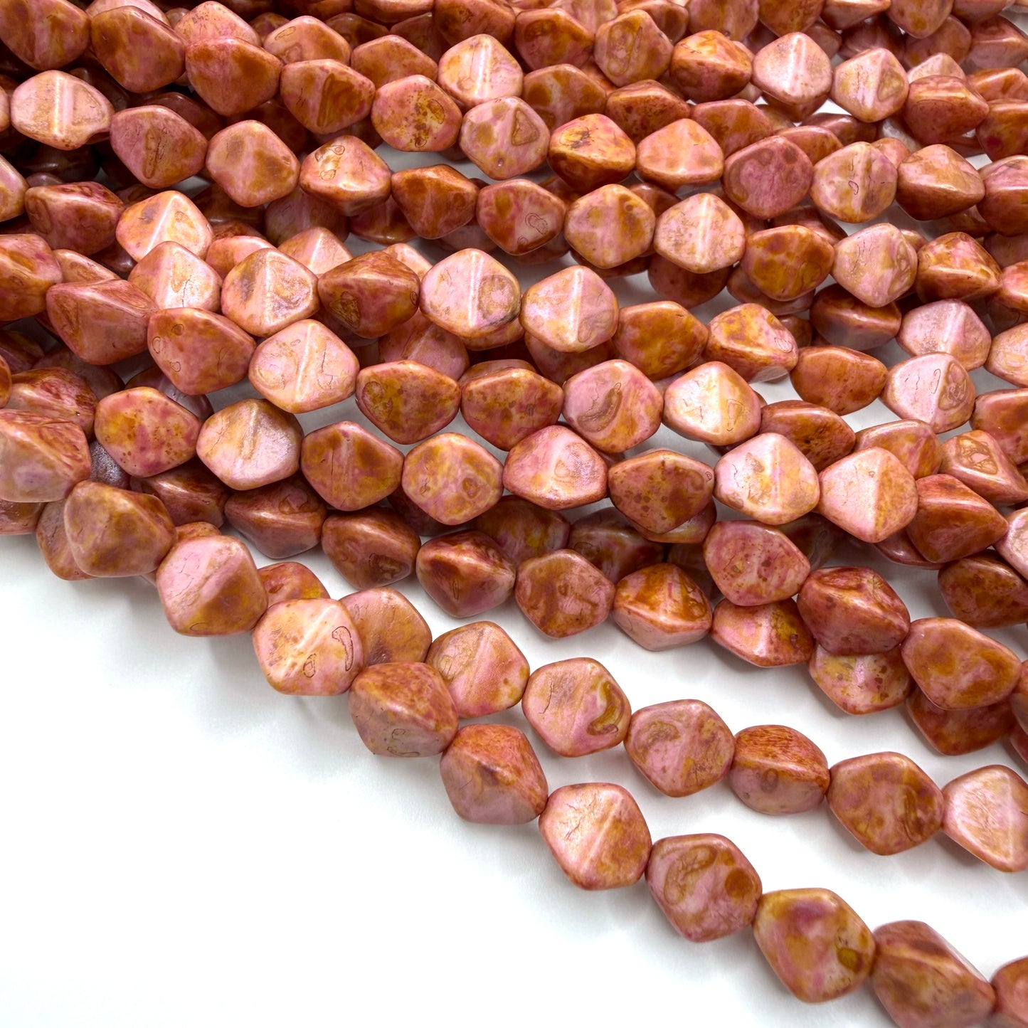 Pink Travertine Pinch Bead, 7mm x 8mm, 18 Beads