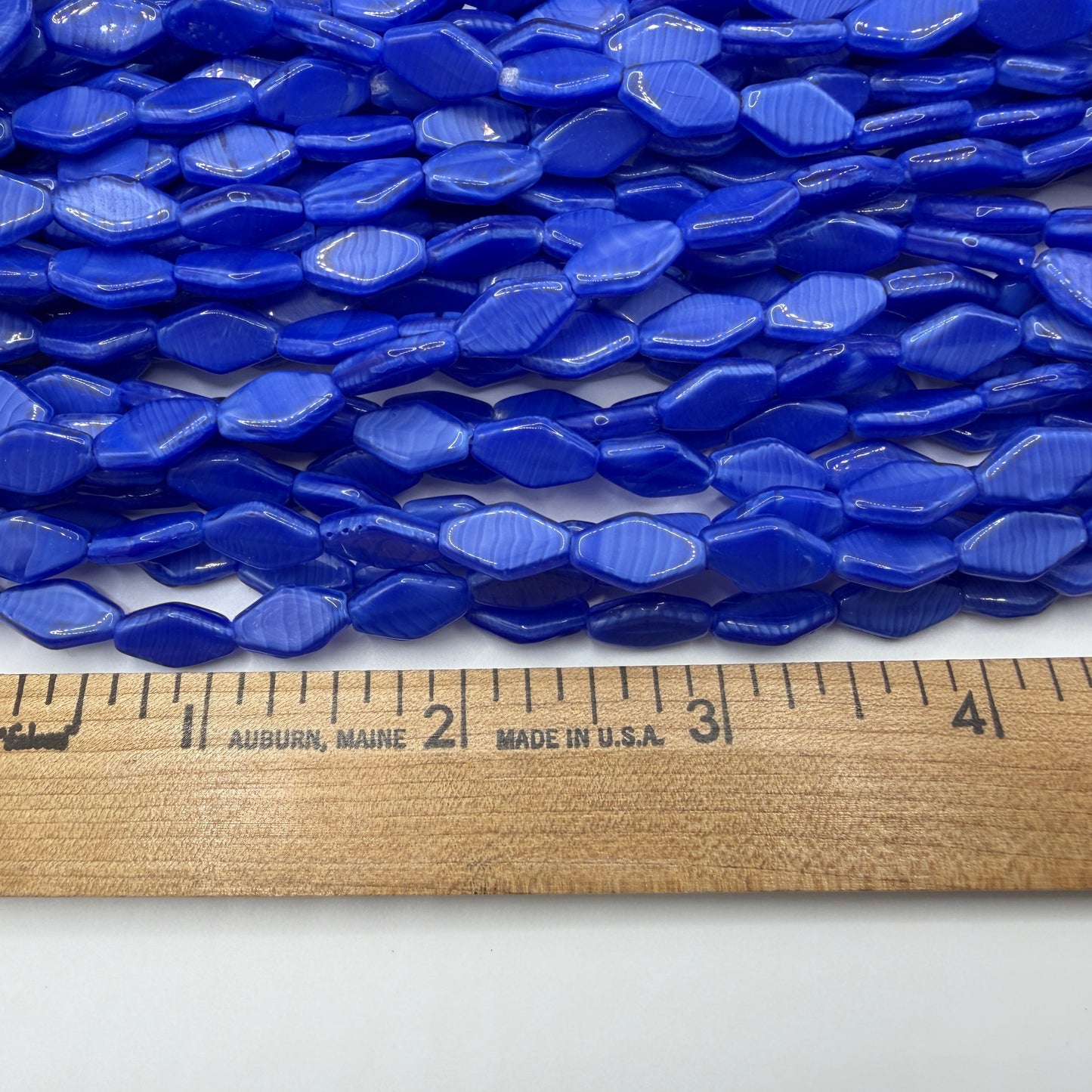 Blue Flat Diamond, 12mm, 17 Beads