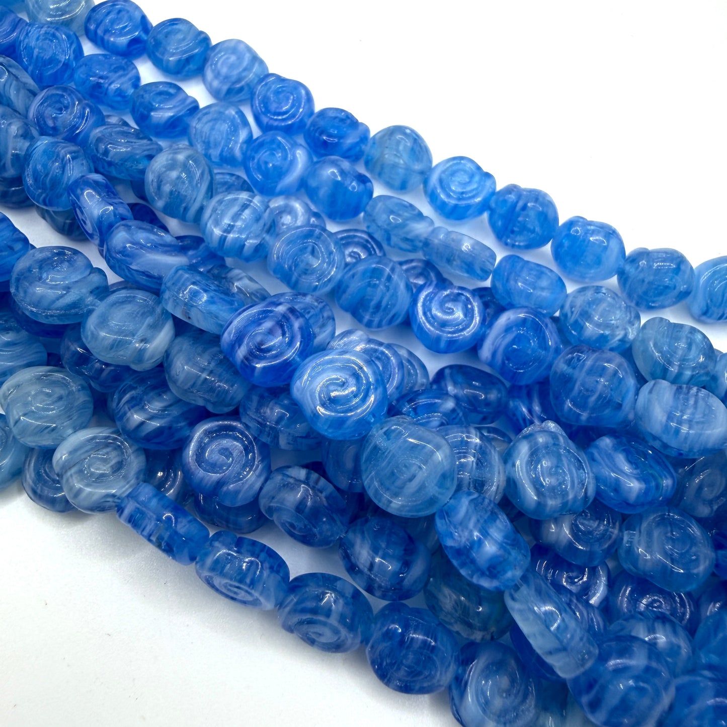 Blue and white spiral bead 8mm