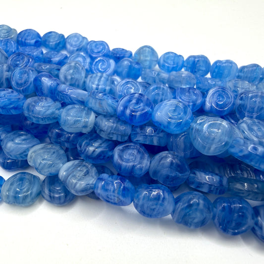 Blue and white spiral bead 8mm
