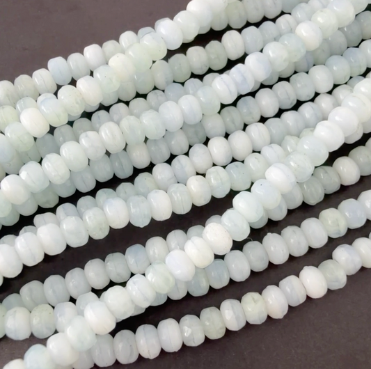 Tiny Milky Ice Blue/White Faceted Rondell