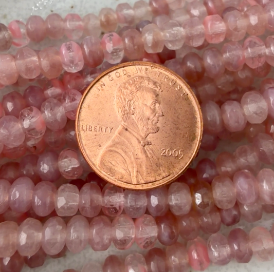 Pink/Crystal Faceted Rondell
