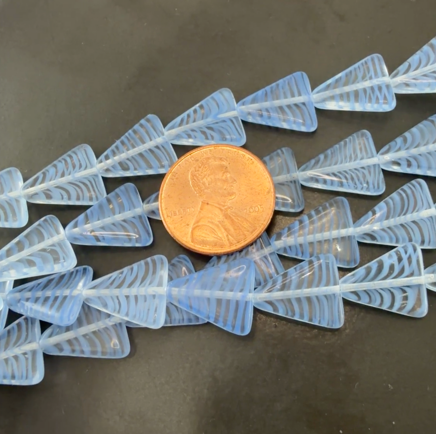 Blue/Crystal Tiger Striped Triangle